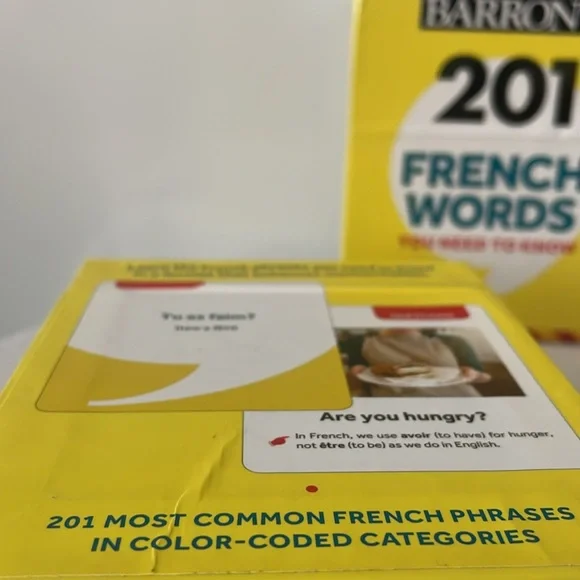 Barrons 201 French words & 291 French phrase flashcards and French dictionary - Picture 7 of 11